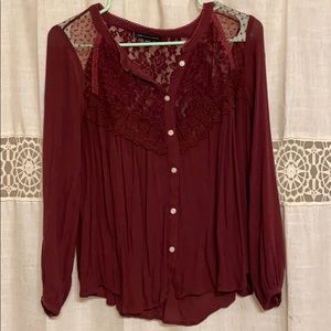 Burgundy lace blouse